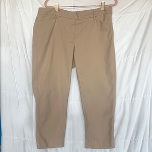 White House Black Market Perfect Form Straight Crop Tan Pants size 12